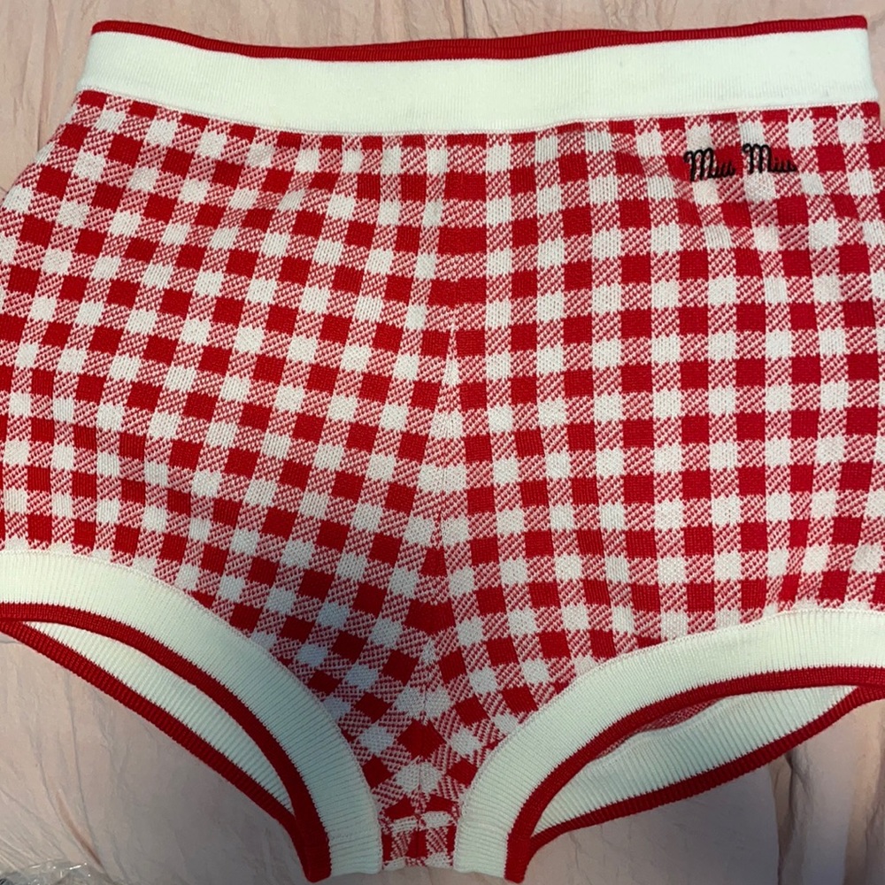 MIU MIU knitted gingham shorts